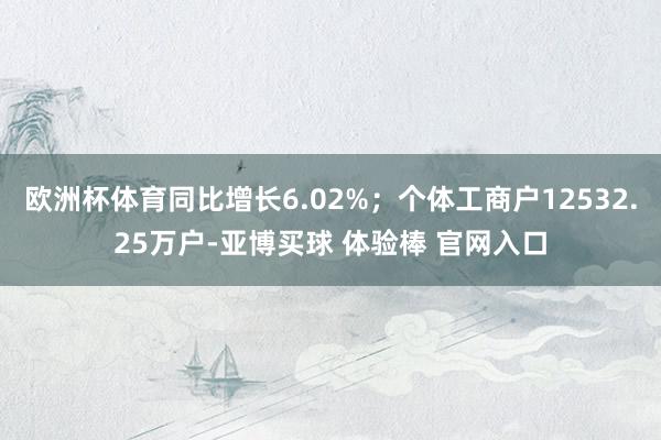 欧洲杯体育同比增长6.02%；个体工商户12532.25万户-亚博买球 体验棒 官网入口