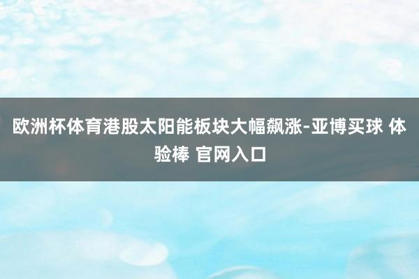 欧洲杯体育港股太阳能板块大幅飙涨-亚博买球 体验棒 官网入口